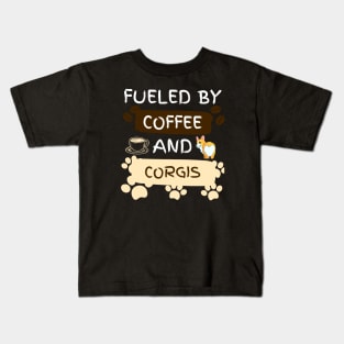 Fueled by Coffee and Corgis Kids T-Shirt